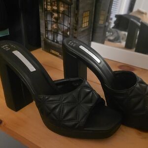 Primark Black Quilted Platform Heels